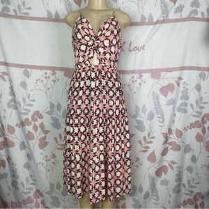 Loft Sunwashed Floral Twist Tiered Midi Dress Sz 10